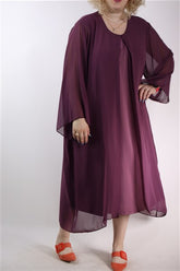 שמלת שיפון אוברסייז בסגול- XXL